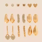 Set of 9 Assorted Earrings with Post Back Closure